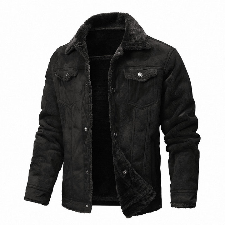 Stylish artificial leather jacket for men with warm teddy lining Lune London