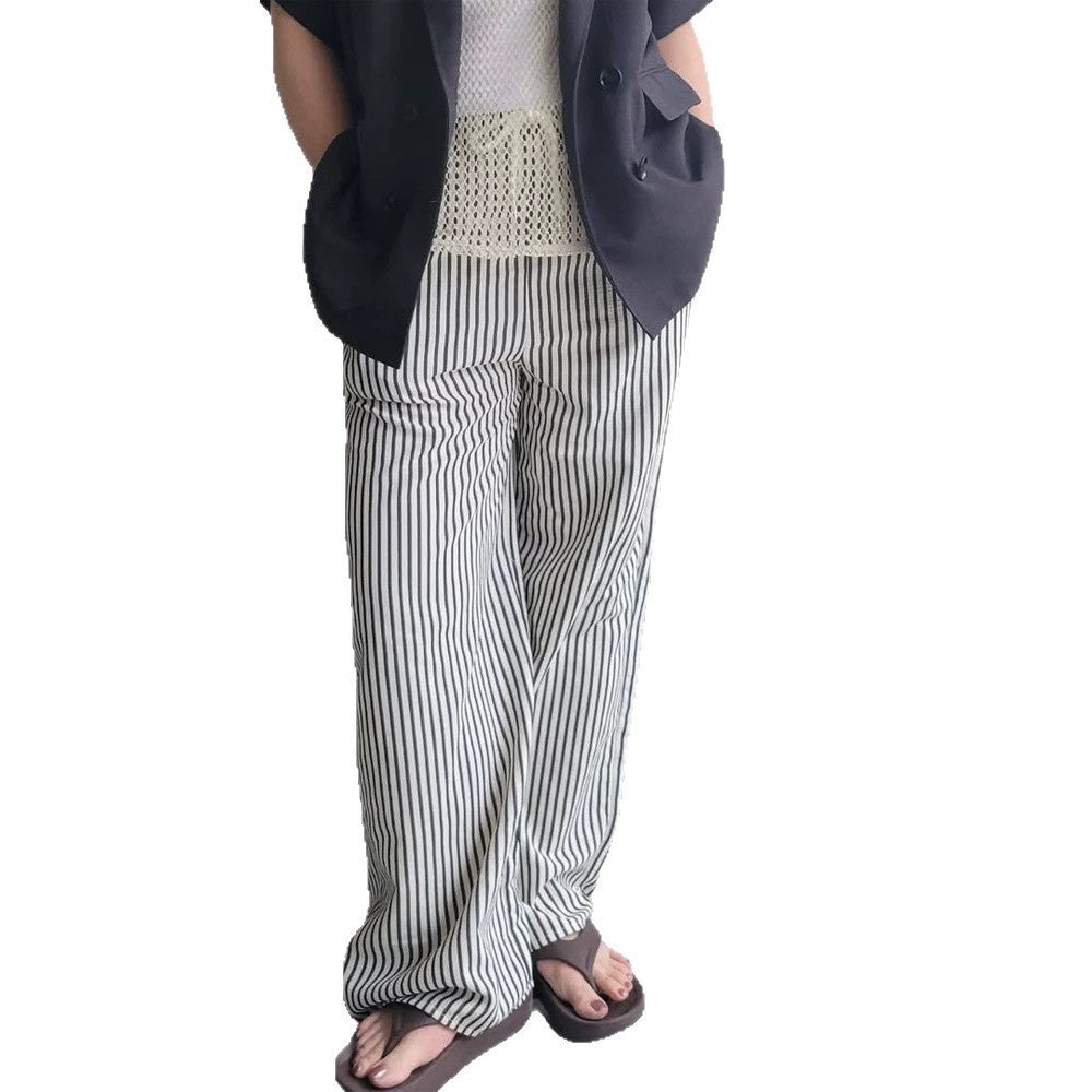 Women Wide Striped Palazzo Pants with High Waist and Flowing Viscose Quality Amarae