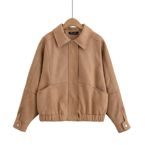 Casual synthetic leather jacket for women with practical flap pockets Amarae