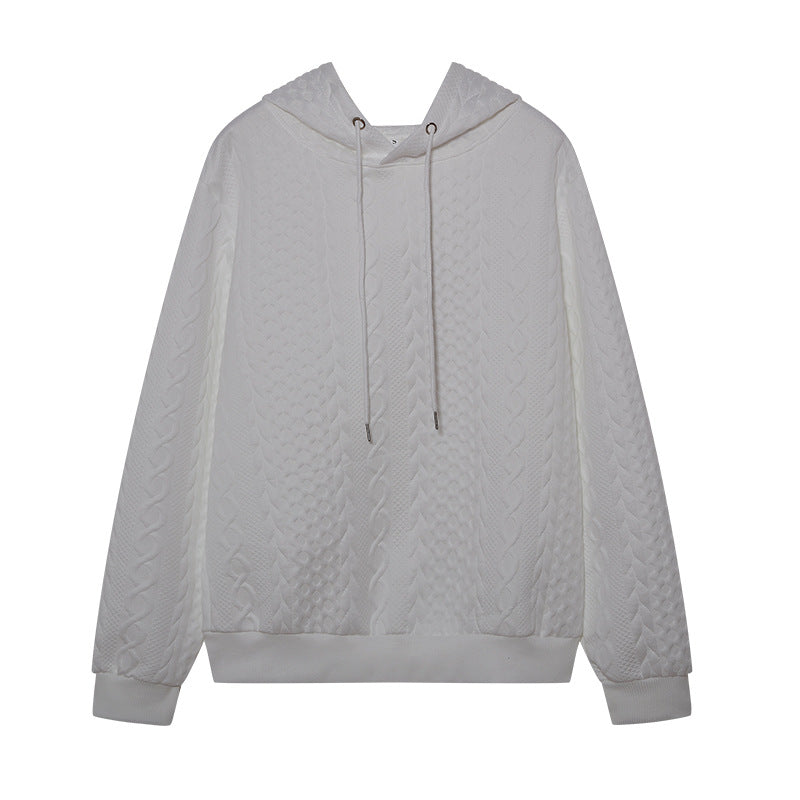 Casual knitted sweater for women with hood and textured design Amarae