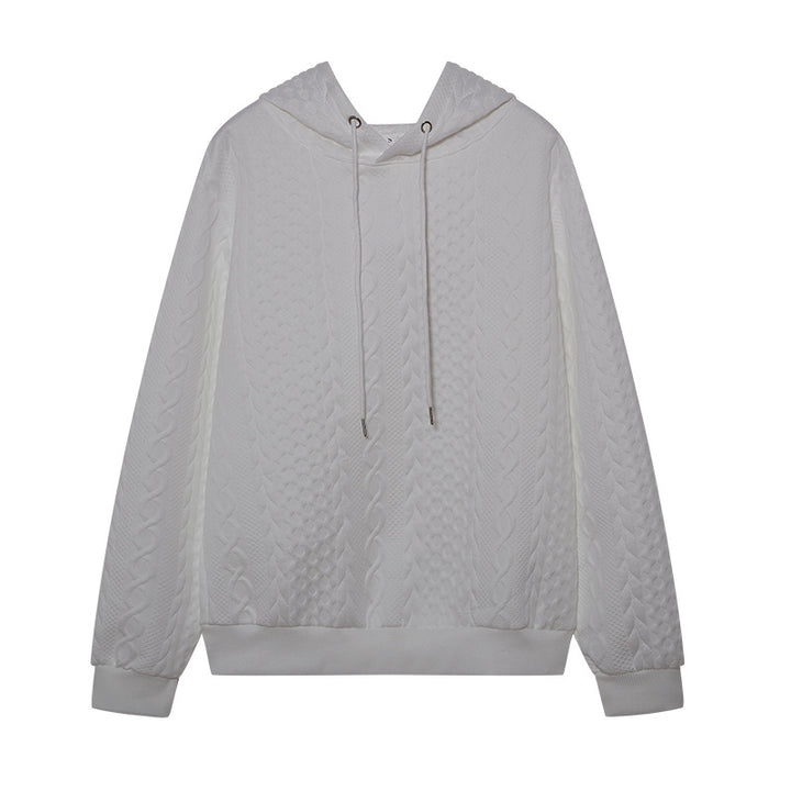 Casual knitted sweater for women with hood and textured design Amarae