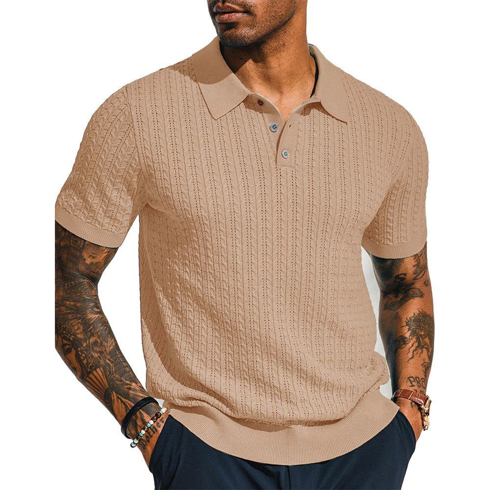 Men's polo with textured design and short sleeves Lune London