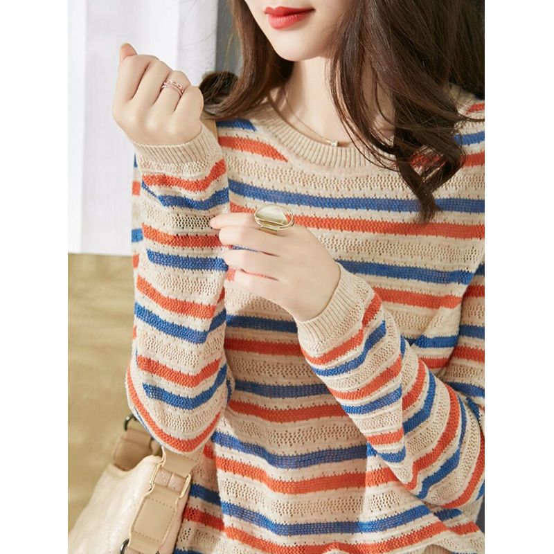 Pull en tricot décontracté pour femme avec motif rayé Chic & Stil