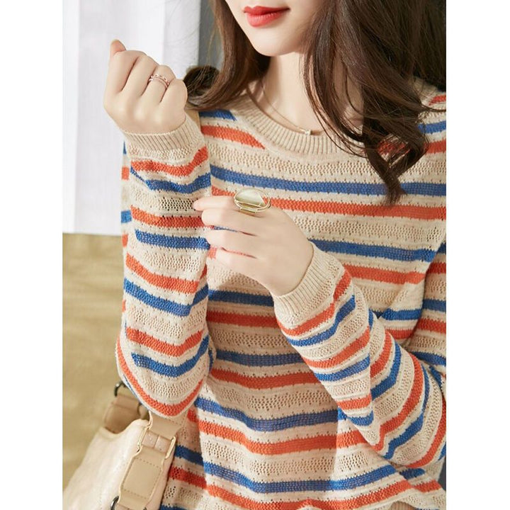 Pull en tricot décontracté pour femme avec motif rayé Chic & Stil