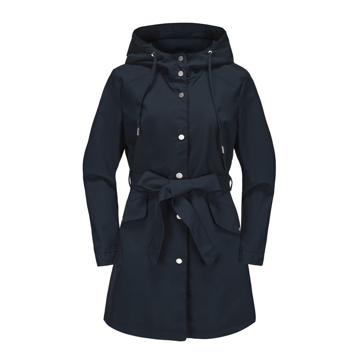 Women's waterproof transition jacket with adjustable hood and waist belt Lune London