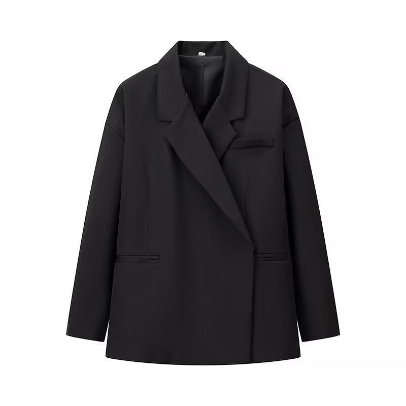 Women's Oversize Relax Blazer with Dropped Lapel and Patch Paspel Pockets Amarae