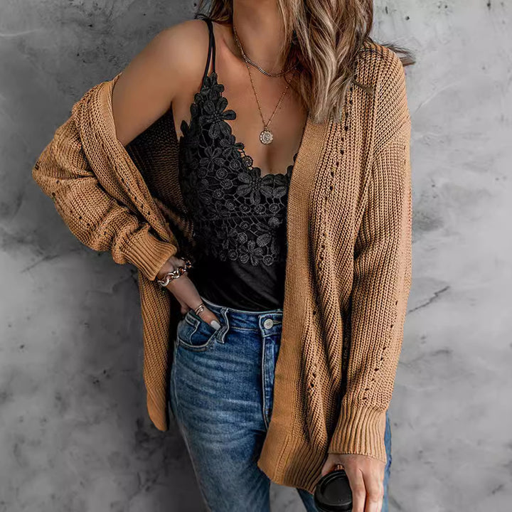 Open knit jacket for women with a slight hole structure and a comfortable fit Lune London