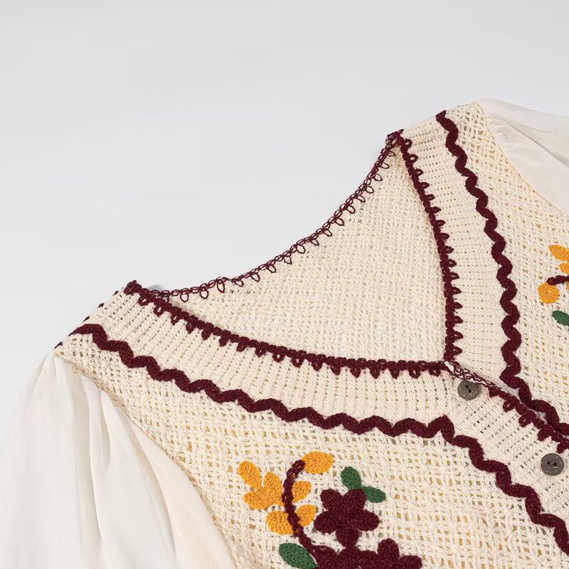 Blouse élégante pour femmes brodée avec des manches de défense aérienne Chic & Stil