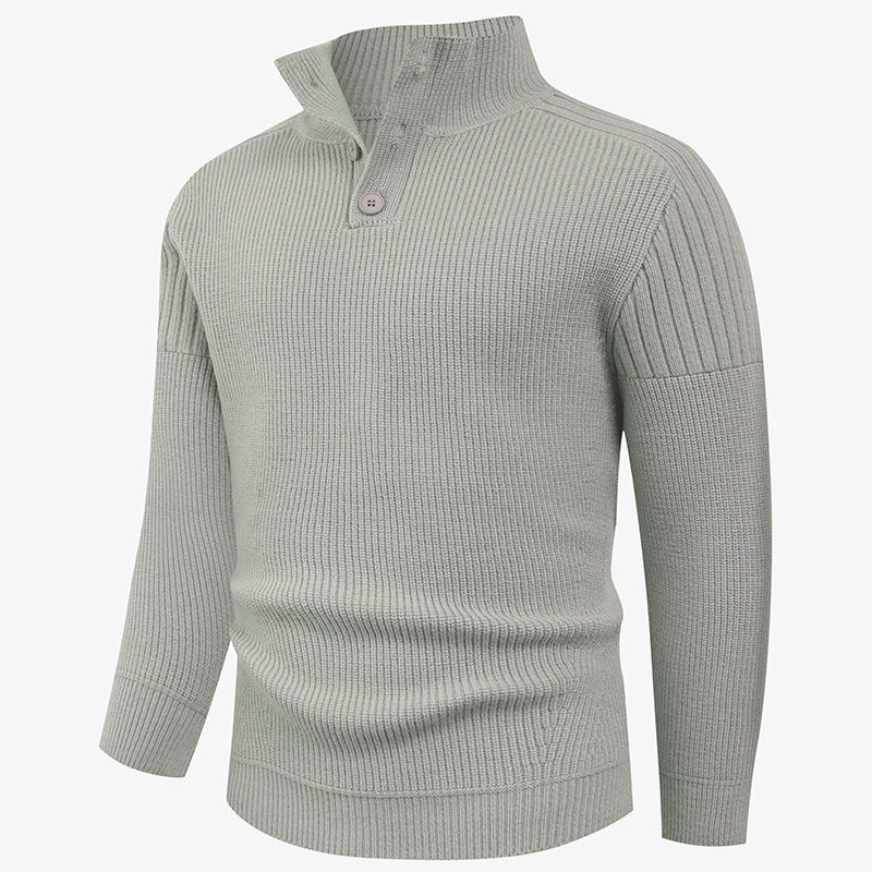 Knit sweater for men with high collar and button details Lune London