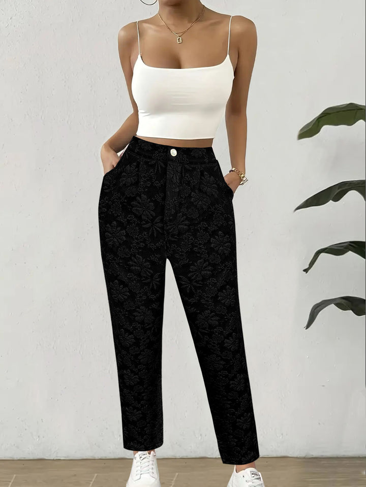 Ladies Floral Print Relaxed Fit Chic Style Pants