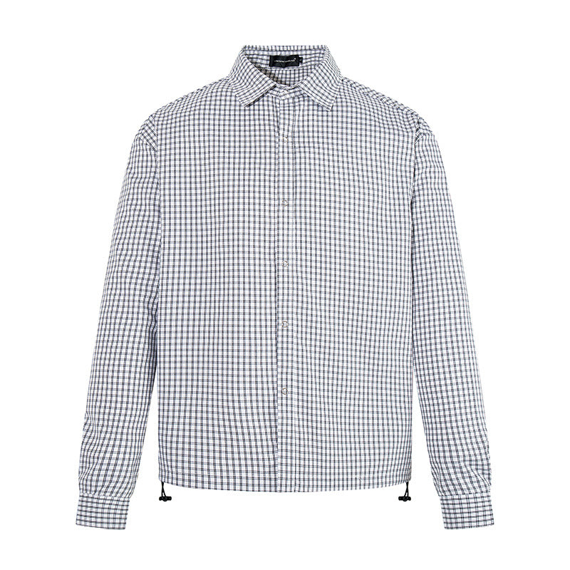 Men's checked shirt with full button placket, adjustable hem, and Kent collar Amarae