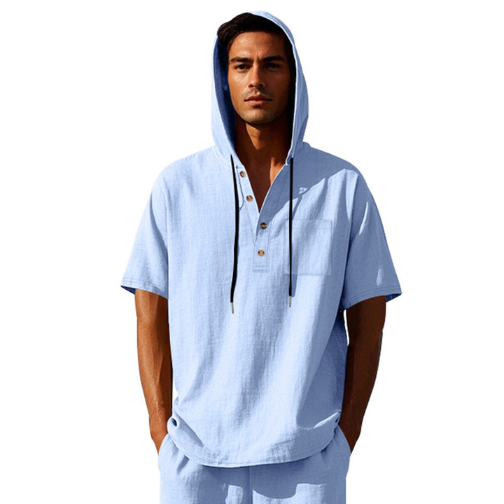 Men's casual hoodie with button placket and chest pocket Lune London
