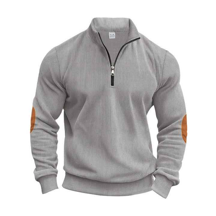 Fashion sweater for men with zipper and contrasting elbow patches Lune London