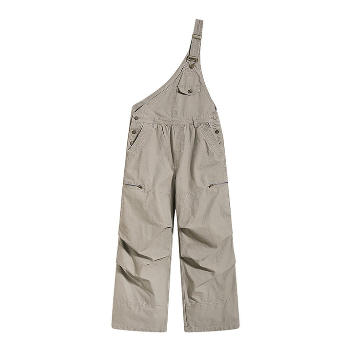 Women's Wide Dungarees with Asymmetric Strap and Multi-Pockets Amarae