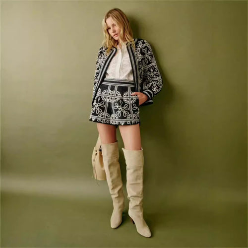 Embroidered floral jacket for women with voluminous sleeves Amarae