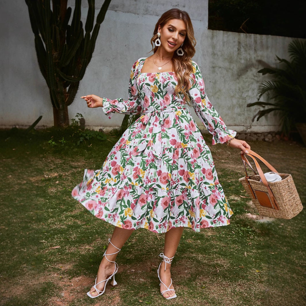 Midi dress for women with floral print and flattering cut Lune London