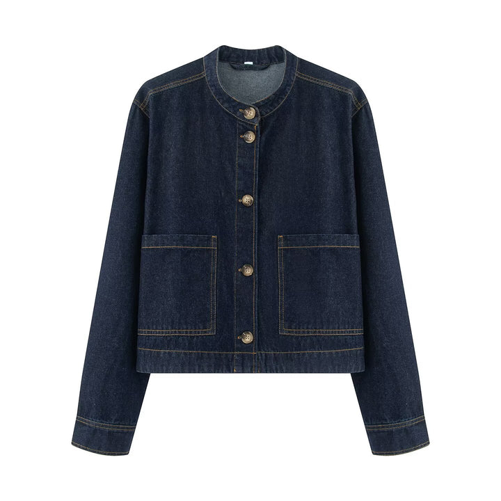 Women's short jacket with stand-up collar, boxy-cropped silhouette and patch pockets Amarae