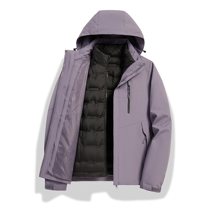 Men's two-in-one weather protection jacket with detachable quilted inner lining, hood, and waterproof membrane Amarae