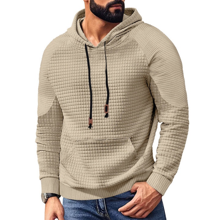 Men's trendy hooded sweatshirt with textured design and kangaroo pocket Lune London