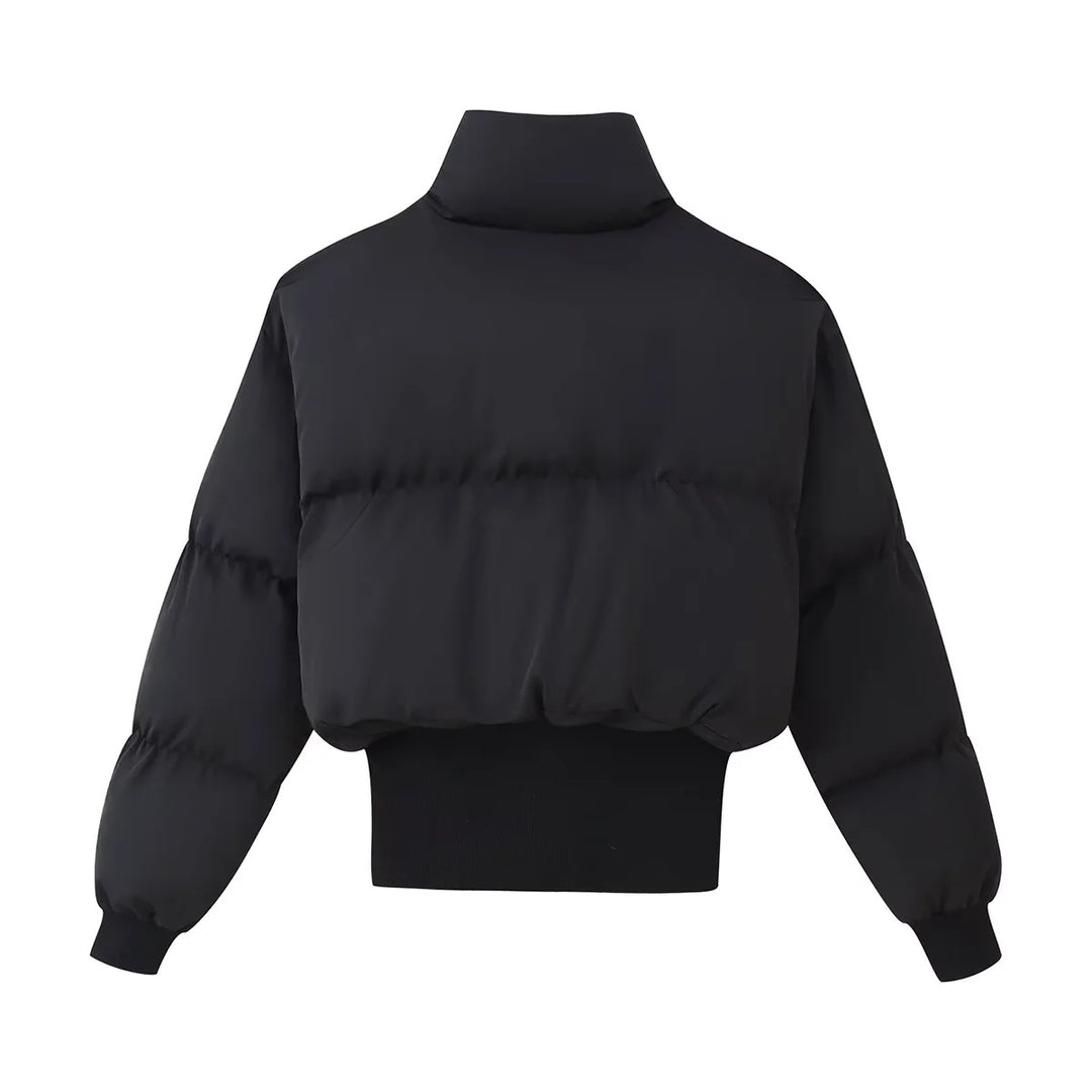 Short down jacket for women with high collar and practical pockets Lune London