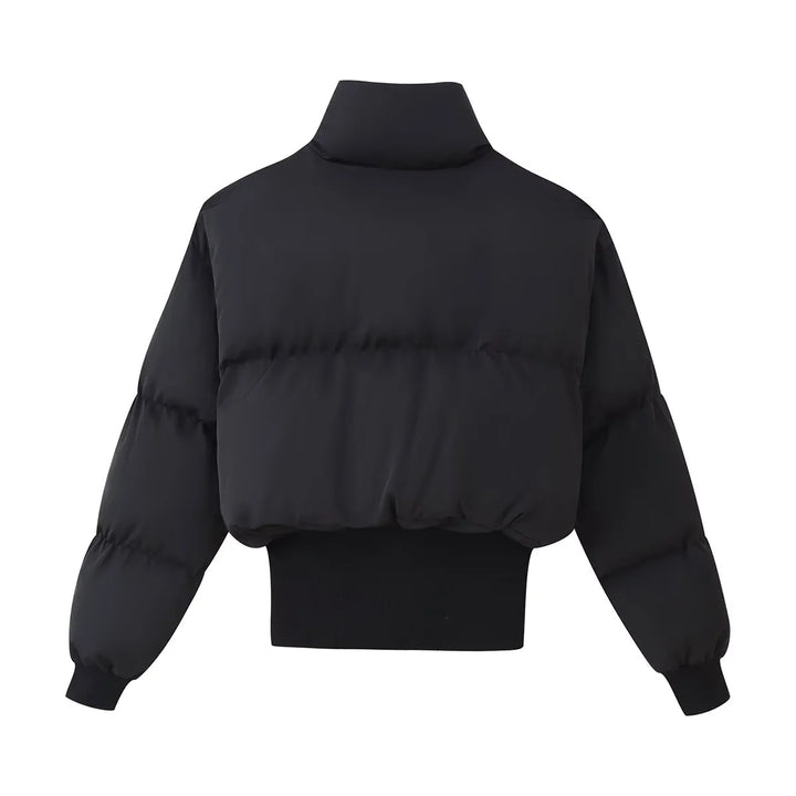 Short down jacket for women with high collar and practical pockets Lune London