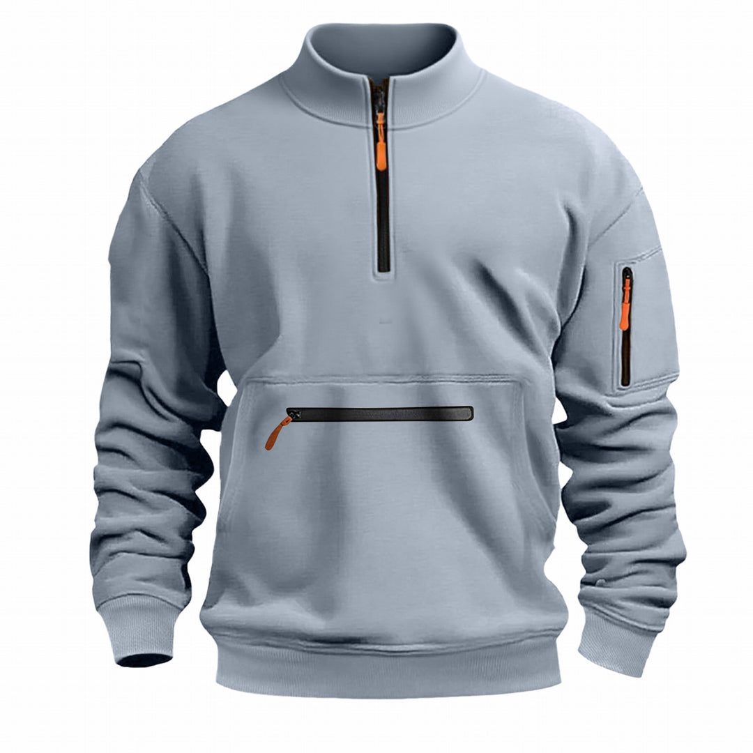 Function sweater for men with half-zip and practical pockets Lune London