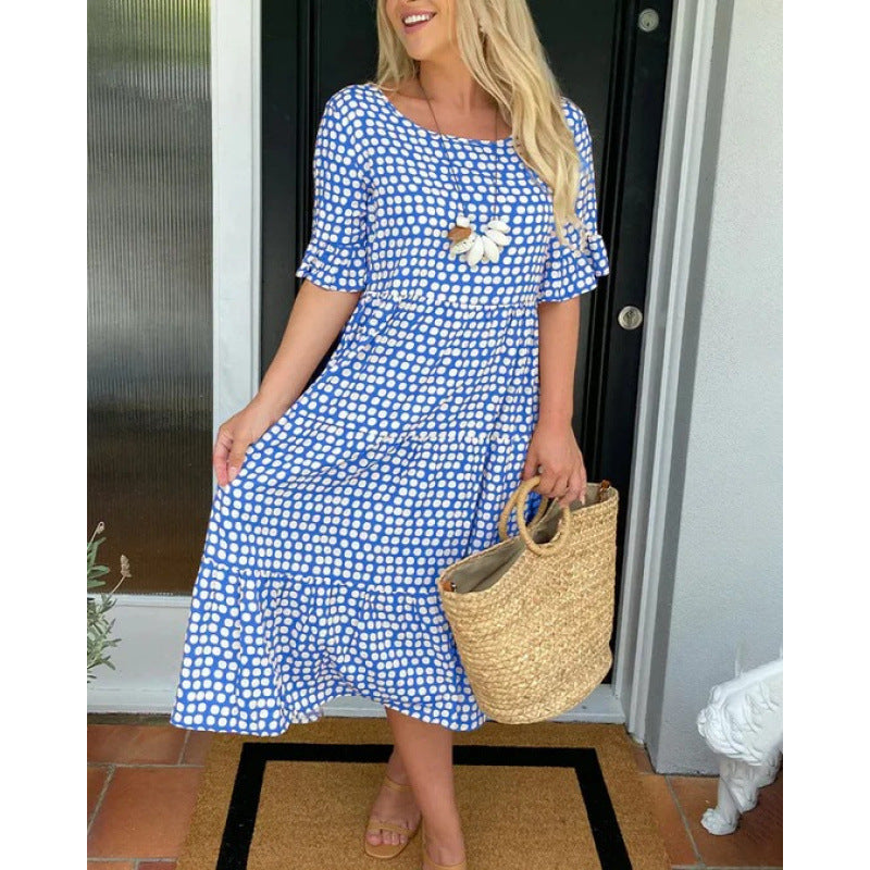 Midi dress for women in a relaxed boho style with tear-resistant material and elastic sleeves Lune London