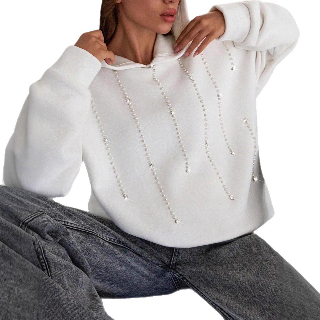 Oversized hoodie for women with elegant pearl accents Lune London