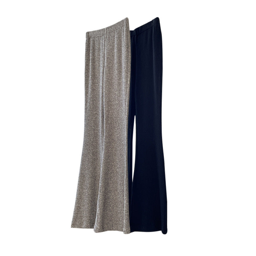 Women Ribbed High-Waist Flared Knit Pants made of soft wool blend Amarae