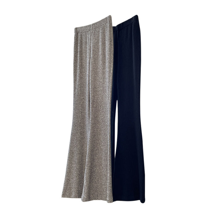 Women Ribbed High-Waist Flared Knit Pants made of soft wool blend Amarae