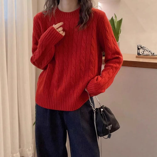 Pull en tricot pour femmes avec motif de câble décoratif Chic & Stil