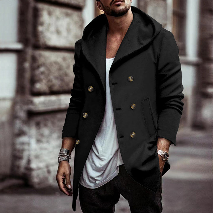 Fashionable men's hooded coat with double-breasted buttons and high-quality details Lune London