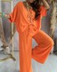 Lune London | Elegant Two-Piece Set Made of Chiffon Top and Wide Leg Pants