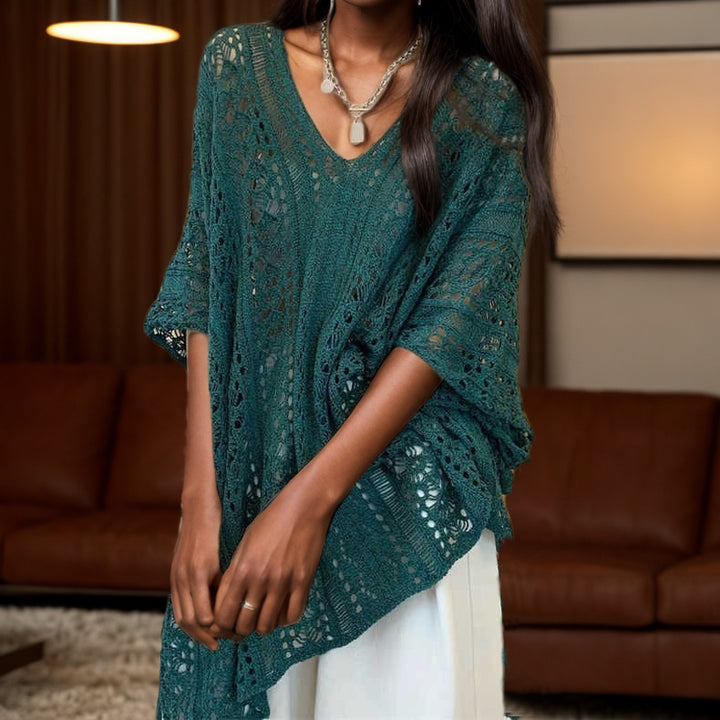 Light crochet outfit for ladies with V-neck and open design Lune London
