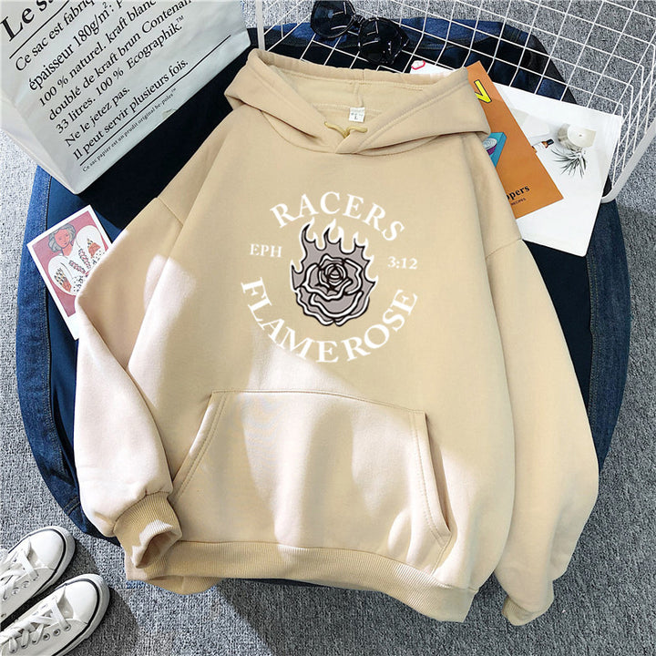 Women's hoodie with creative Flame Rose design Chic & Style