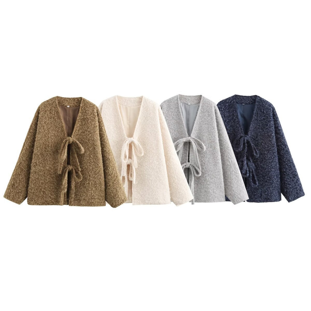 Ladies Oversized Cozy Jacket with Cord and Soft Material Lune London
