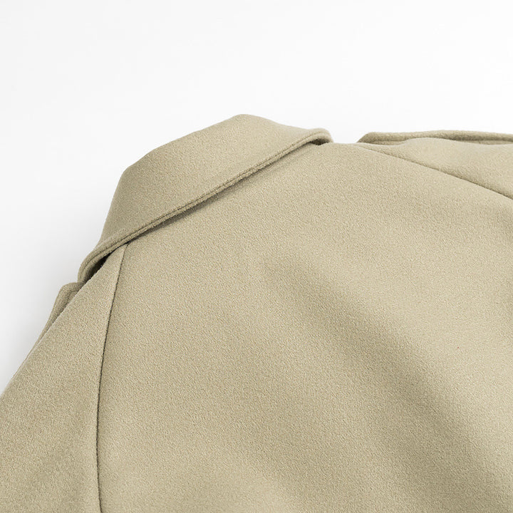 Women's maxi-length wool blend trench coat with belted tie, double-breasted button placket and shoulder epaulettes Amarae
