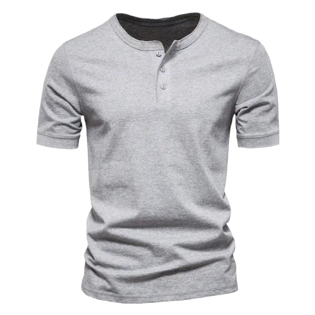 Men's short sleeve Henley shirt with button placket Lune London
