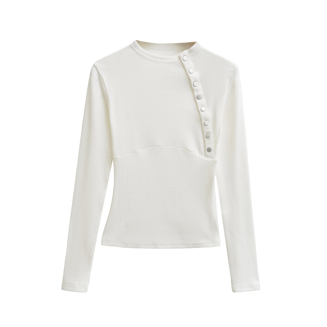 Women Fitted Long Sleeve with Asymmetrical Snap Placket Amarae