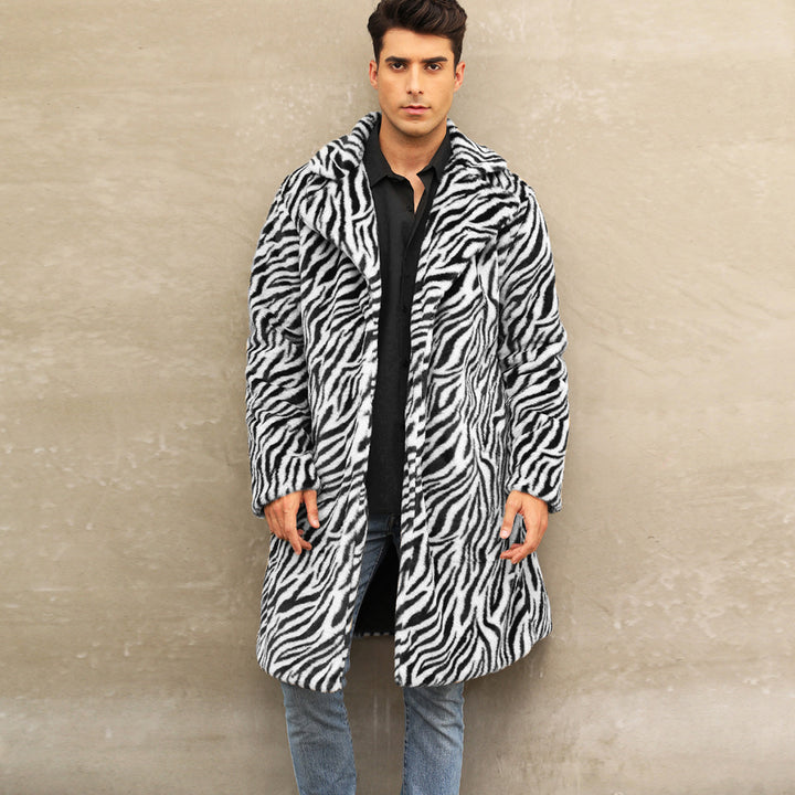 Men's faux fur coat with elegant zebra design Lune London