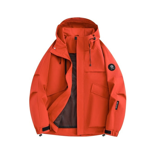 Functional waterproof jacket for men with adjustable hood and numerous pockets Amarae