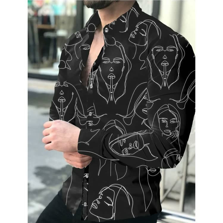 Men's long-sleeve shirt with chic and stylish check pattern