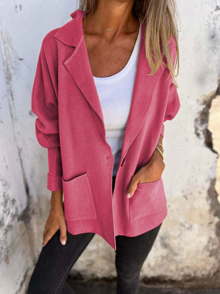 Women Casual Oversized Blazer with Practical Pockets and Button Closure Lune London