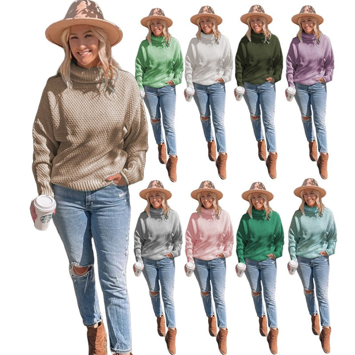 Pull en tricot épais pour femme avec col roulé et coupe décontractée Chic & Stil