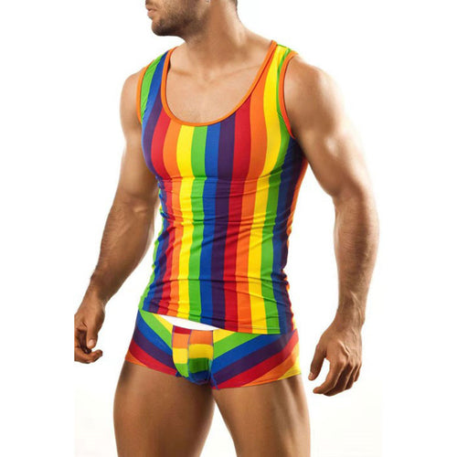 Men's colorful striped sports tank top with matching underwear Amarae