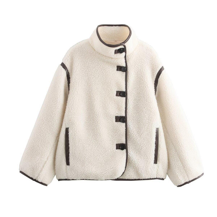 Fleece transition jacket for ladies with high collar and practical pockets Lune London