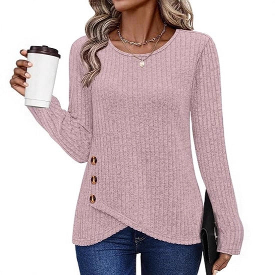 Dames haut tendance et décontracté avec détails de bouton Chic & Stil