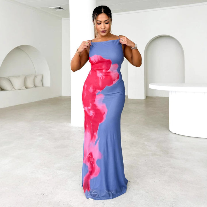 Women's Elegant Maxi Dress with Floral Print and Slim Fit Lune London