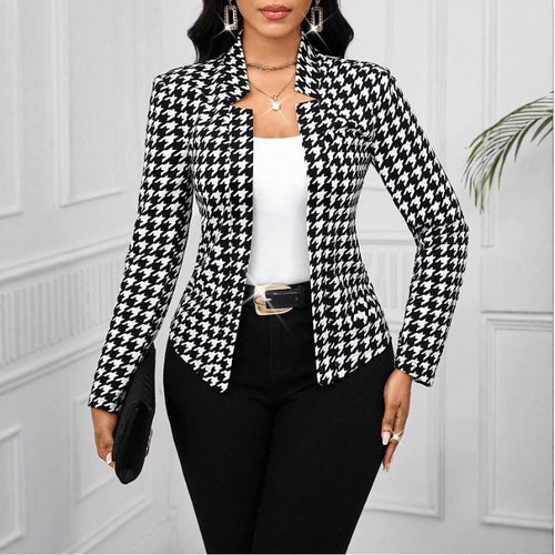 Trendy blazer jacket for women in houndstooth pattern Amarae