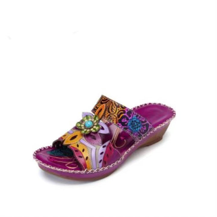 Comfort sandals for women with floral design and cushioned insole Lune London
